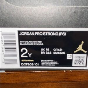 Like new! Worn once! Jordan pro strong size 2
